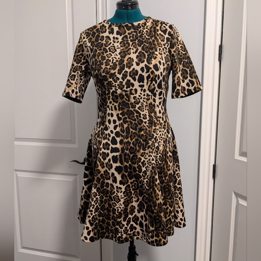 Karen Kane leopard print fit and flare dress, XL, plus size fashion